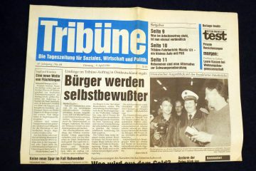 Die "Tribüne", ehemalige Zeitung des Gewerkschaftsbundes FDGB wurde 1991 eingestellt. Foto: Ulrich Horb